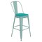 Emma and Oliver Nova Distressed Metal Stools with Backs and Polystyrene Seats for Indoor/Outdoor Use